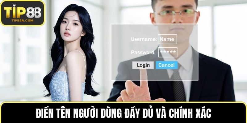 Điền tên người dùng đầy đủ và chính xác